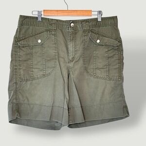 Lauren Ralph Lauren Olive Green Cotton Utility Shorts Size 16 Womens Hiking